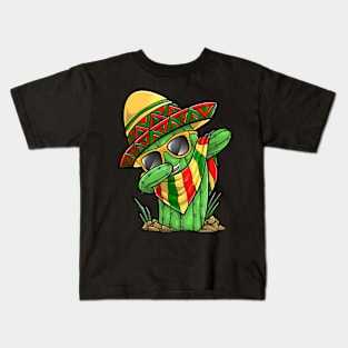 Dabbing Cactus Cinco De Mayo Mexican poncho Boys Kids Men Kids T-Shirt